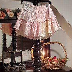 LoveShackFancy Rare Tie Dye Heritage Ruffle Mini Skirt Small